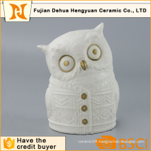 White Ceramic Owl Figure for Desktop Gift